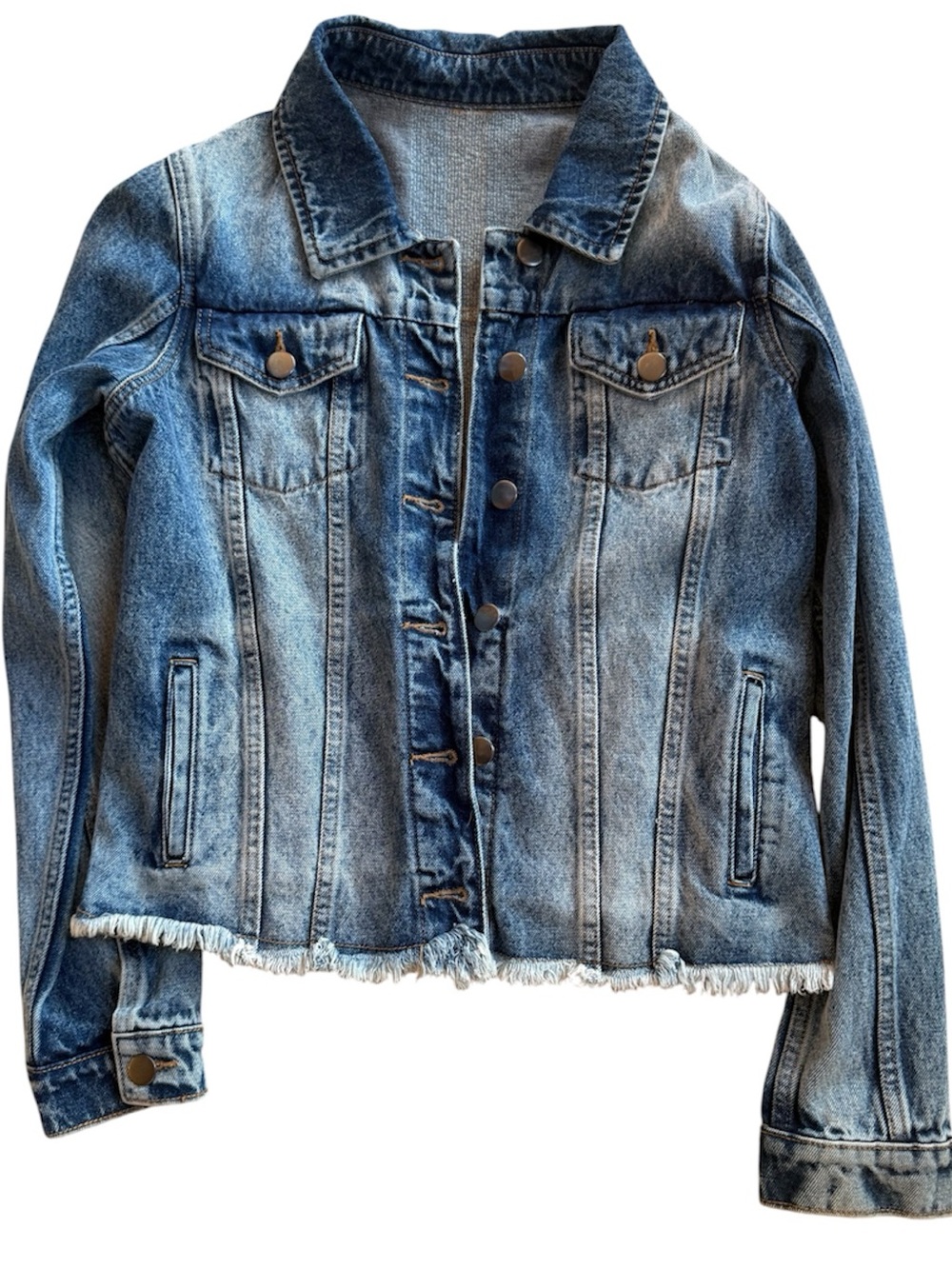 Evil Eye Embroidered Denim Jacket Boho Festival Statement S/M Blue NWT